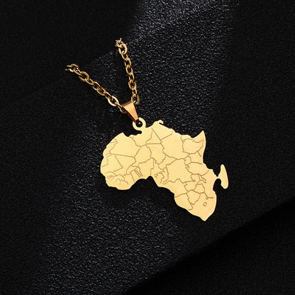 Sa Wea Gold African Map Necklace